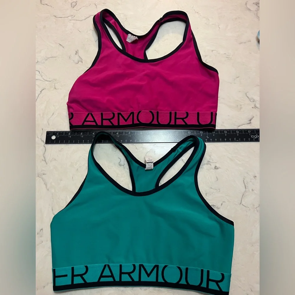 Under Armour Vibrant Pink and Teal Sports Bras Bundle Size M